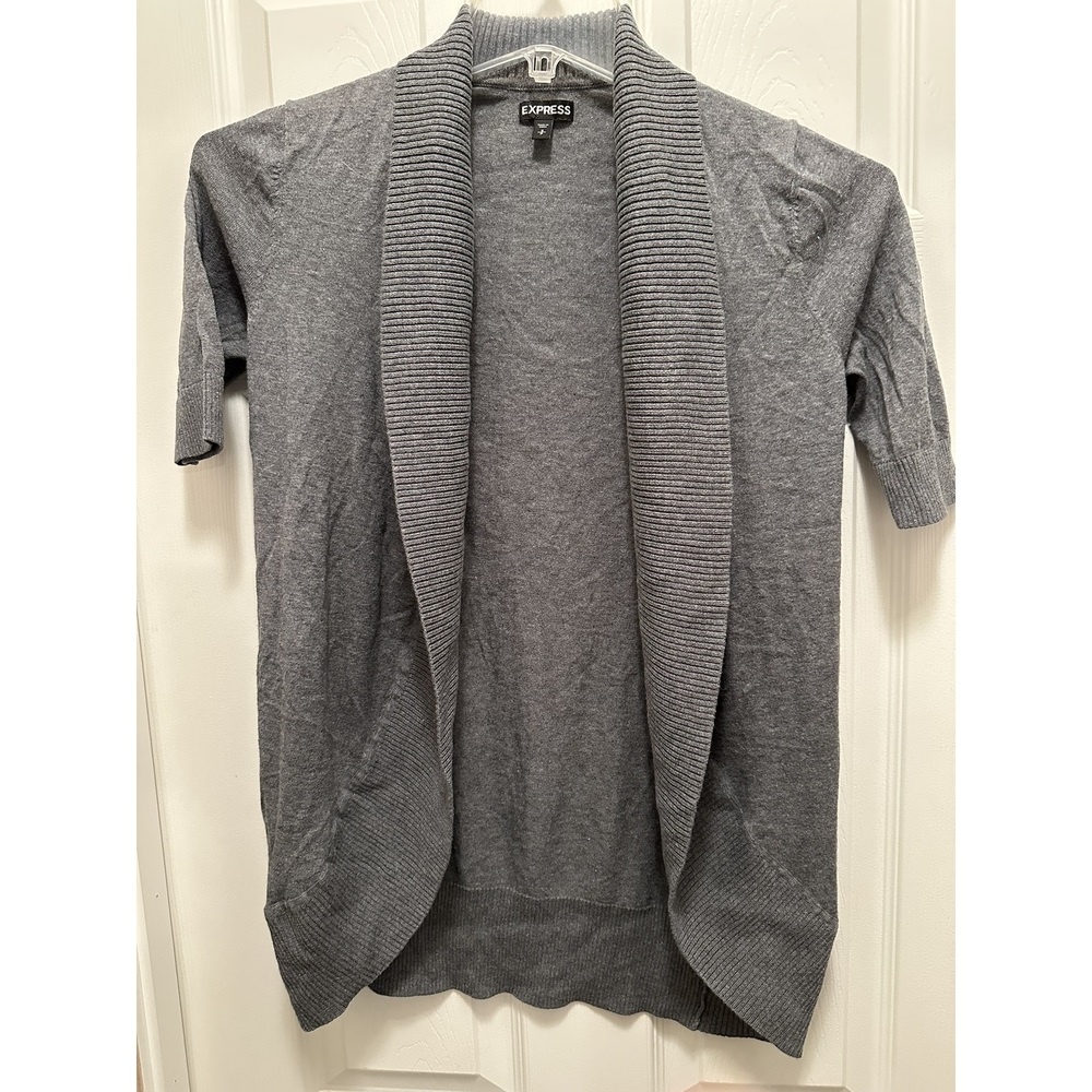 Express Small Cardigan short sleeve gray top 100% Cotton